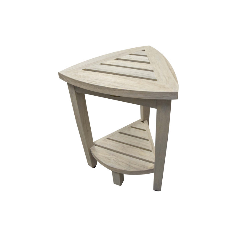 EcoDecors Oasis Coastal Vogue Compact Teak Corner Shower Bench with